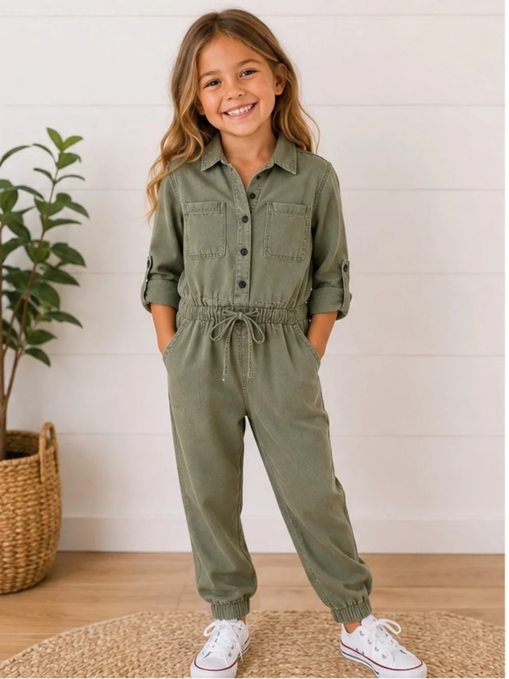 Old Navy Olive Green Utility Jumpsuit Size Medium 8